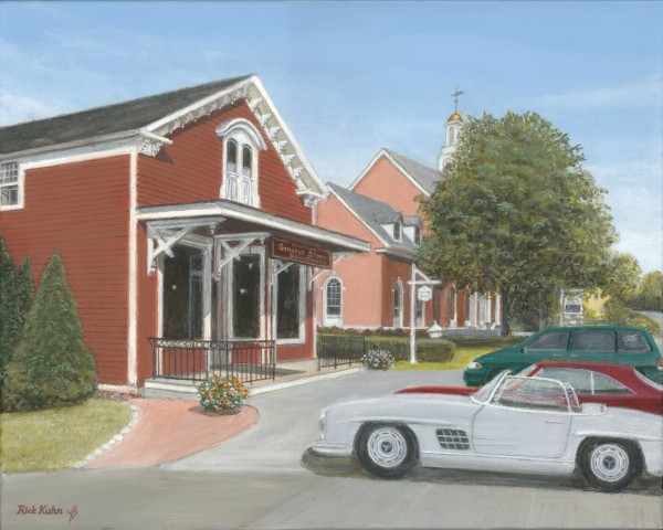 Town Hall and Store - Newtown Scenes 16X20  by Rick Kuhn